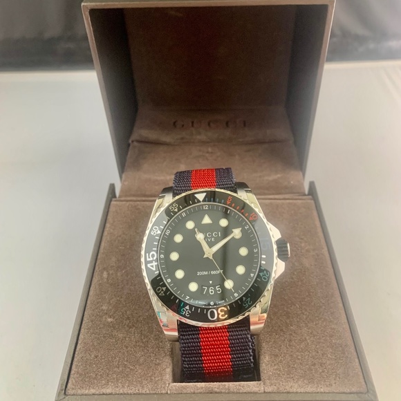 Gucci Other - COPY - Gucci Dive XL 45 mm case red and navy strap Men’ s watch. New